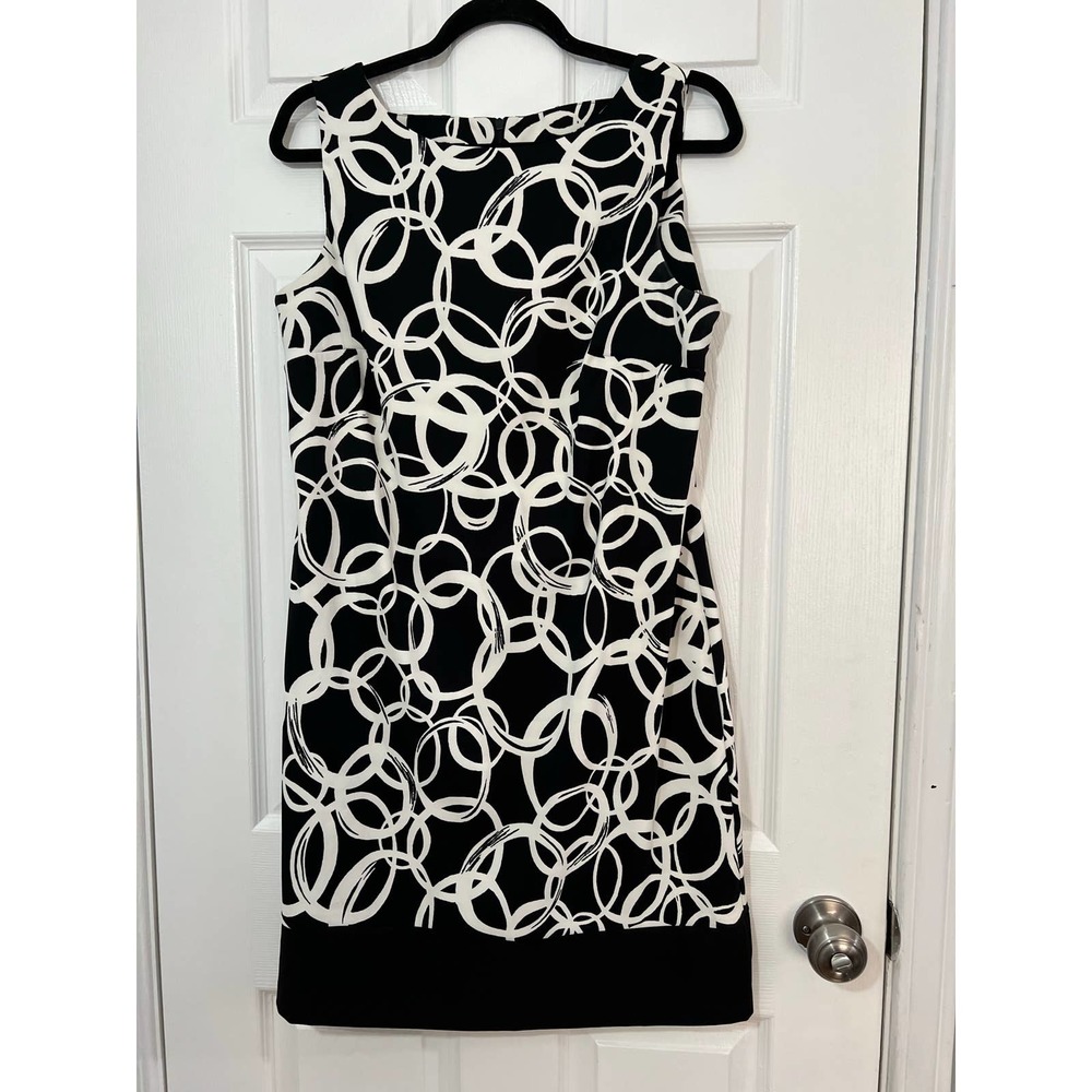 AB STUDIO WOMENS BLACK & WHITE SHEATH DRESS SIZE 12